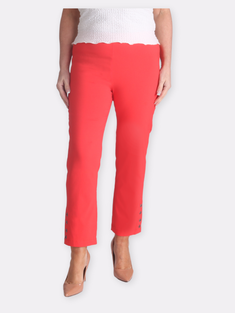 Button Crop Moda Trouser - Red