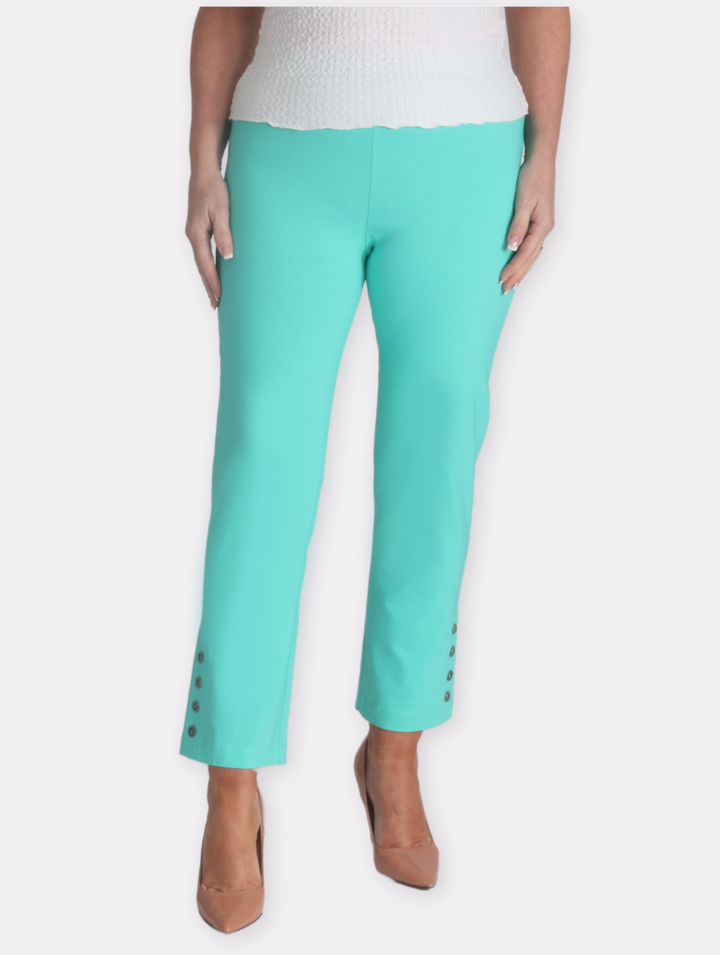 Button Crop Moda Trouser - Turquoise