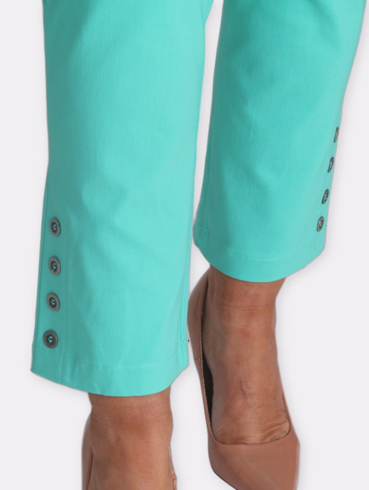 Button Crop Moda Trouser - Turquoise