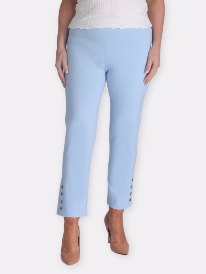 Button Crop Moda Trouser - Baby Blue