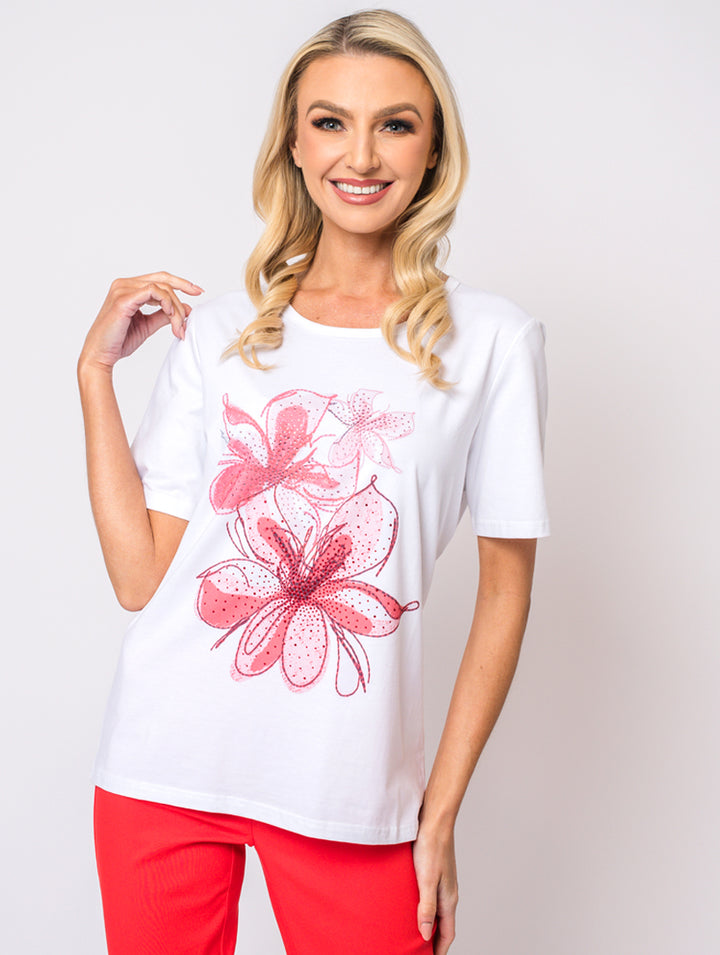 Flower T-shirt - Coral Multi