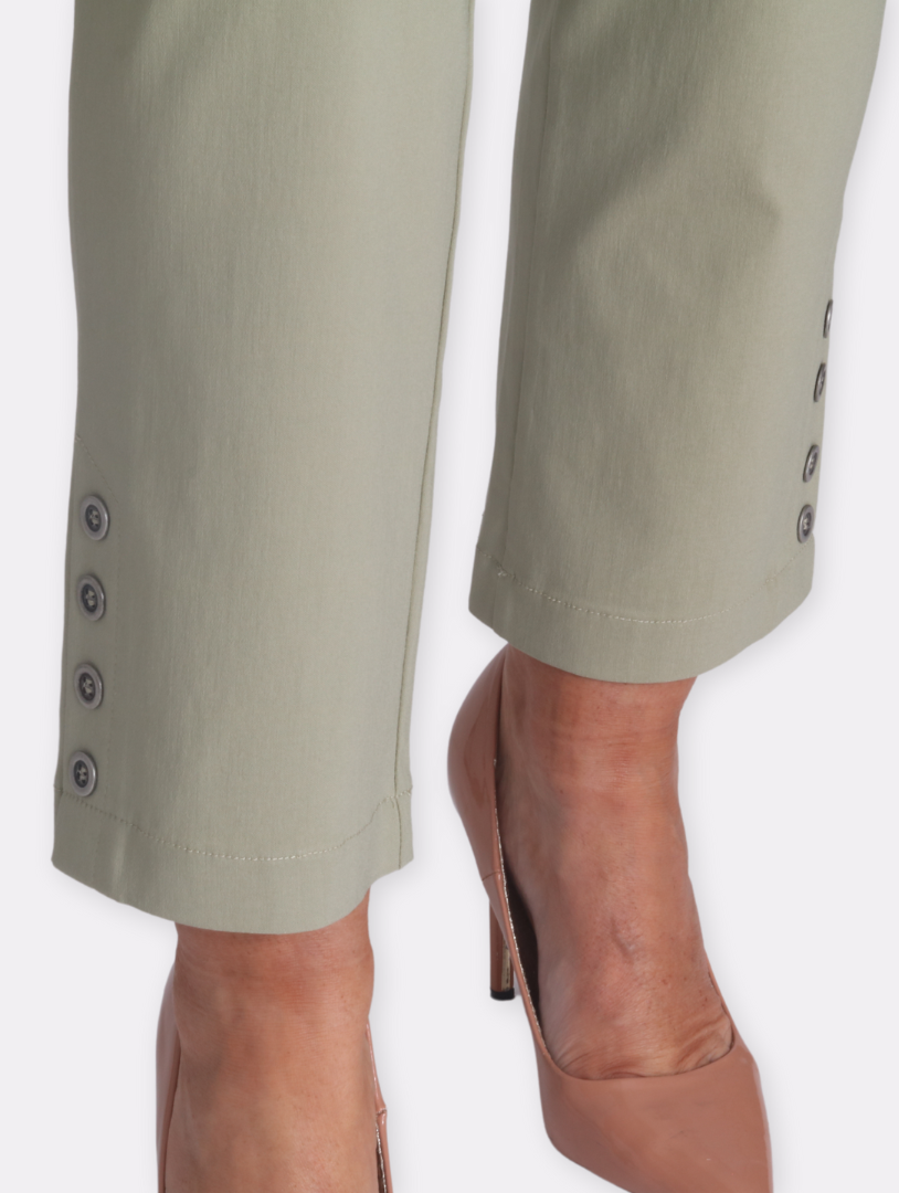 Button Crop Moda Trouser - Khaki