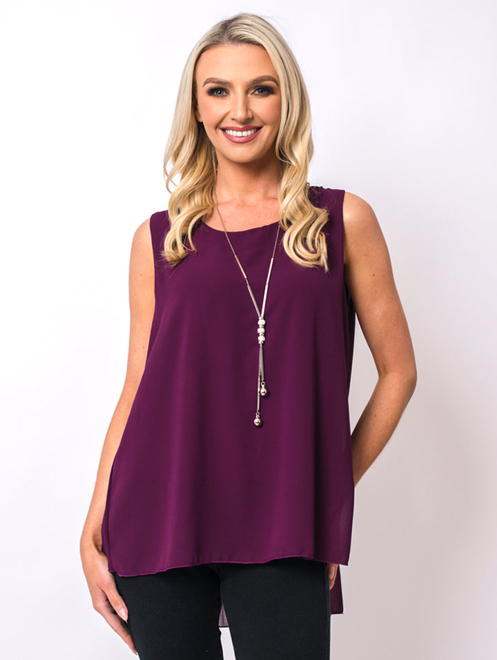 Necklace Vest Top - Magenta