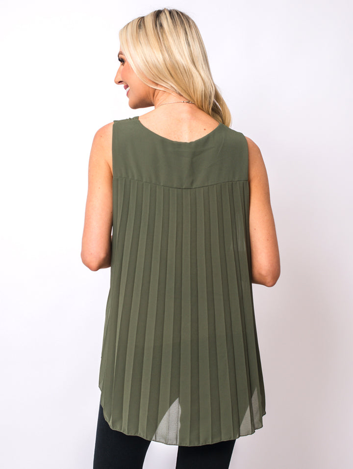 Necklace Vest Top - Khaki