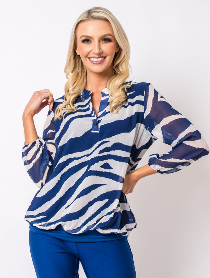 3/4 Sleeve Blouse - Royal