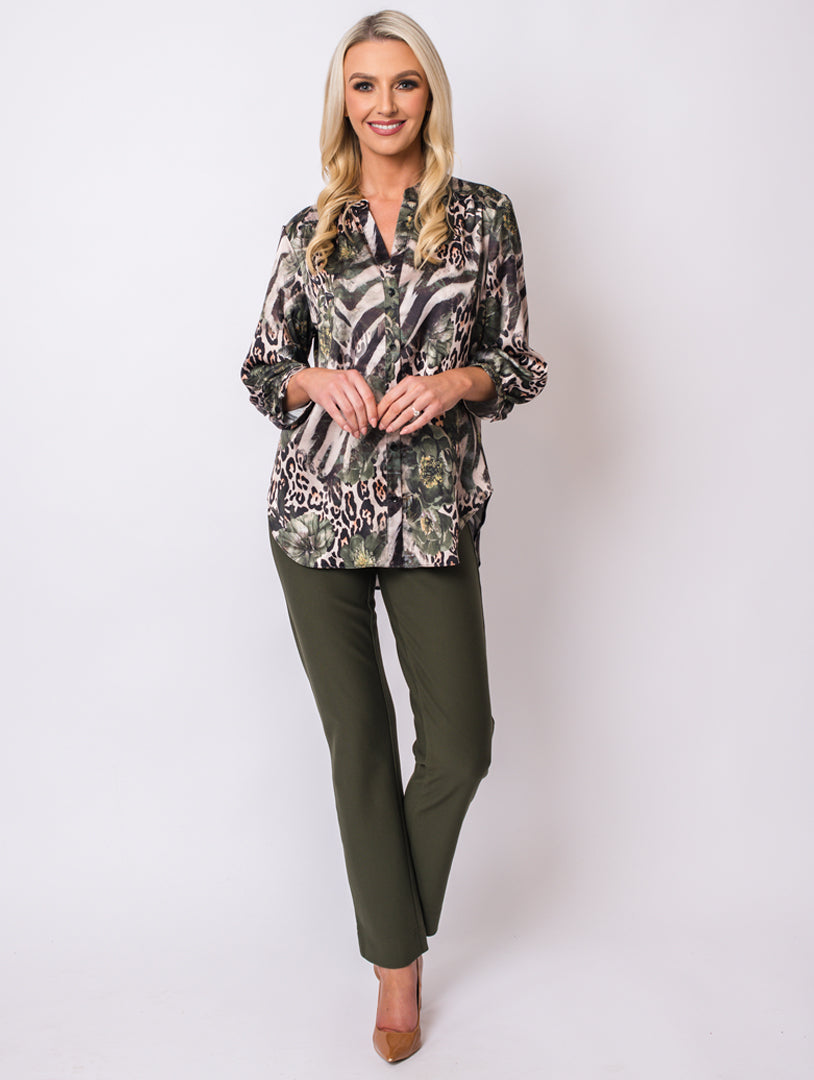 3/4 Sleeve Blouse - Khaki