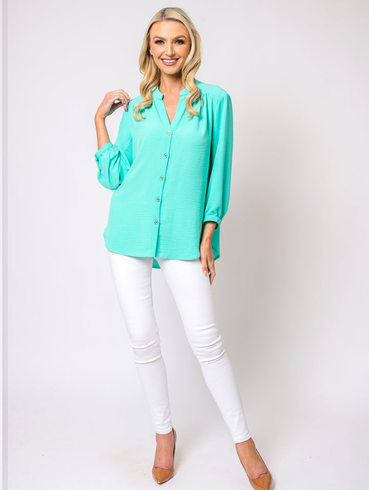 3/4 Sleeve Blouse - Turquoise