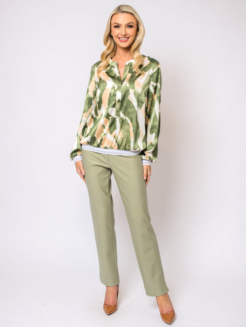 Stand Collar Blouse - Sage