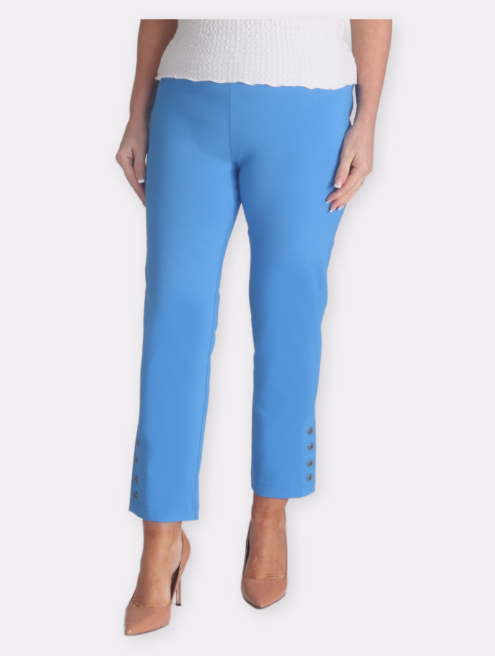 Button Crop Moda Trouser - Cornflower Blue