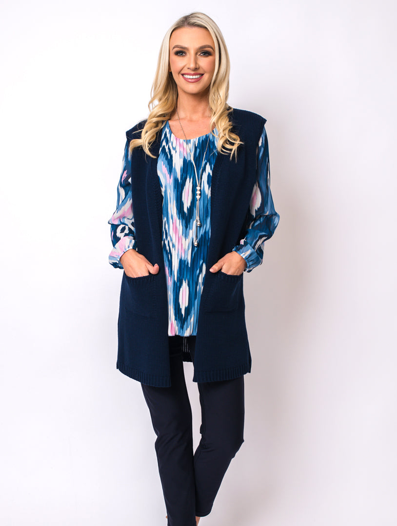 Sleeveless Cardigan - Navy