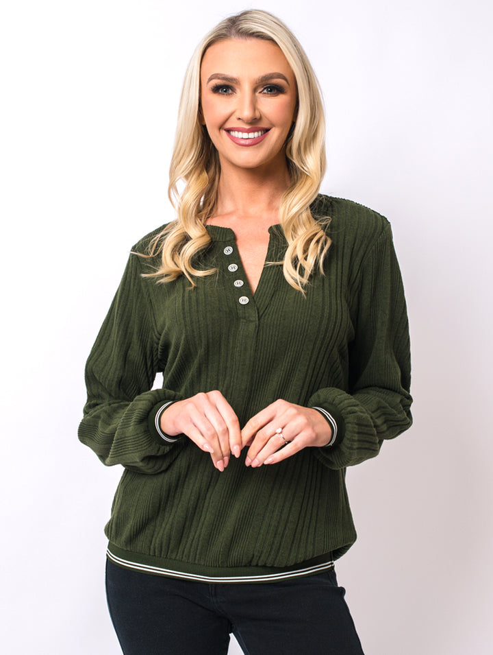 Button Elastic Top - Khaki