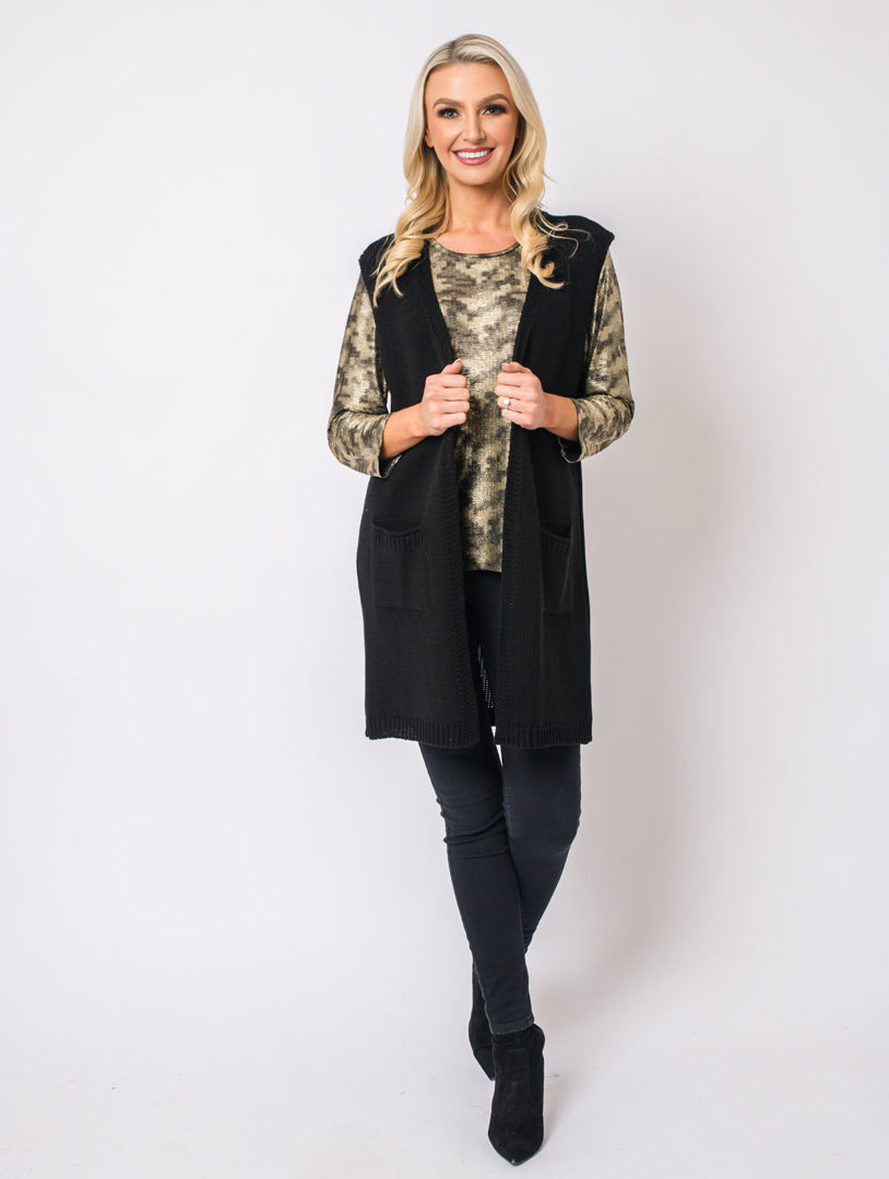 3/4 Sleeve Top - Black/Gold