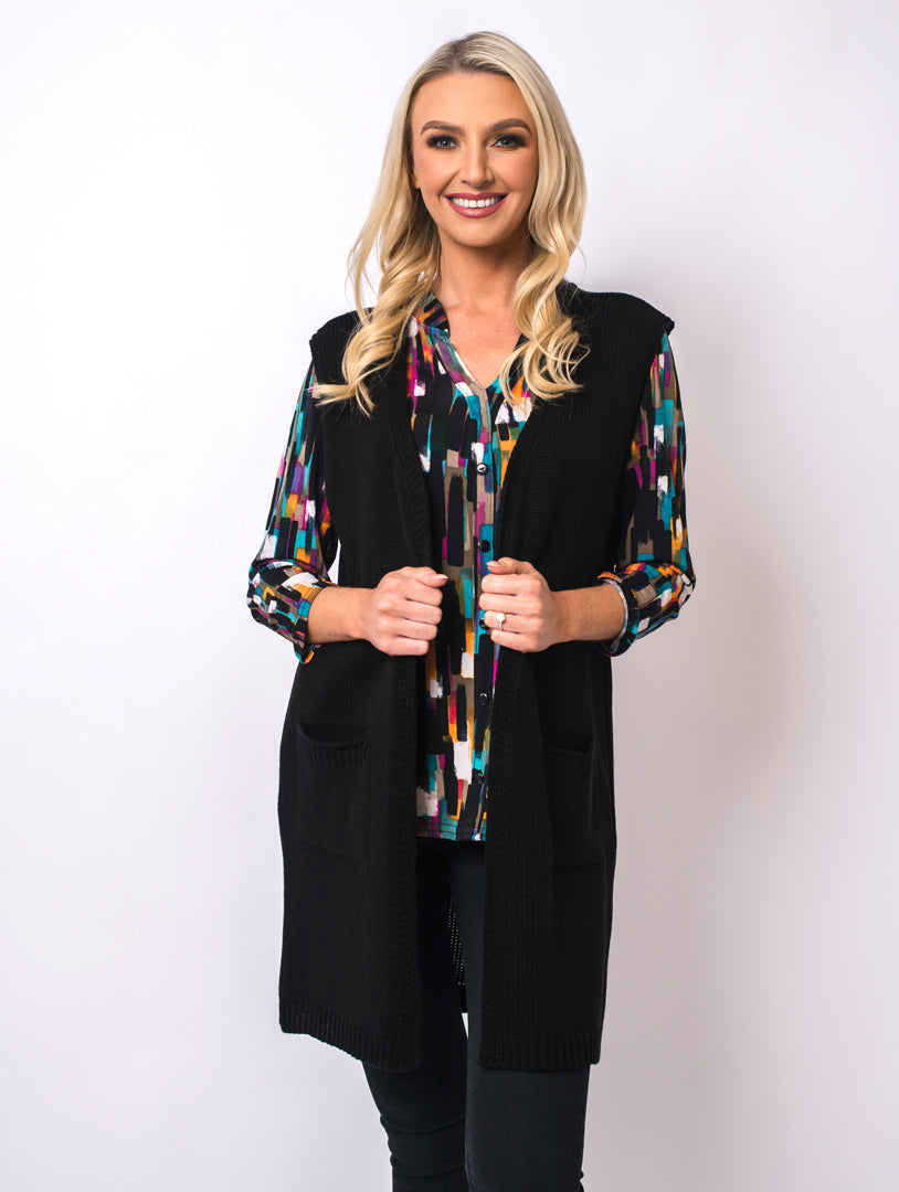 Sleeveless Cardigan - Black