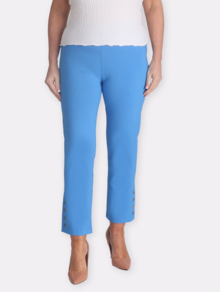 Button Crop Moda Trouser - Cornflower Blue