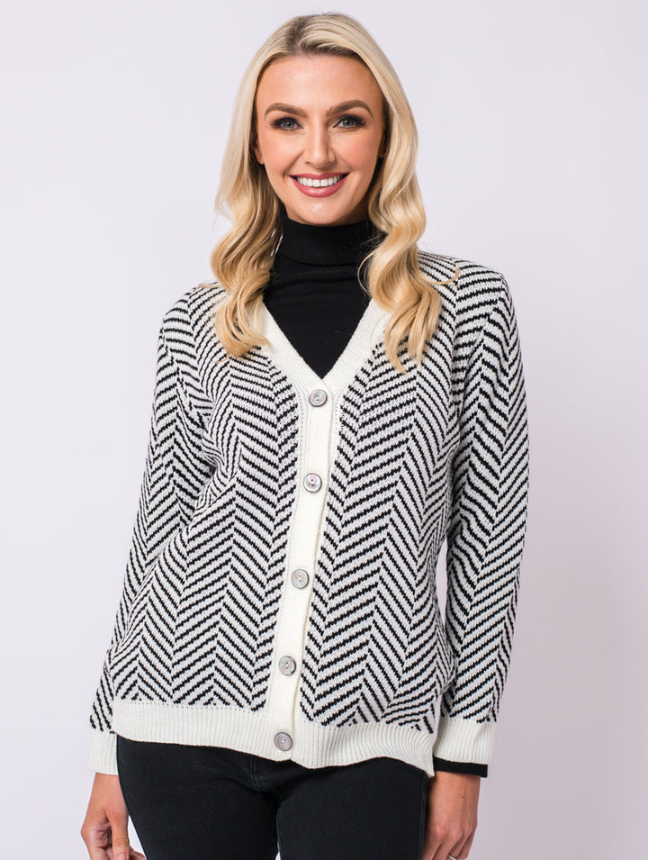 Cardigan - Black/Ivory