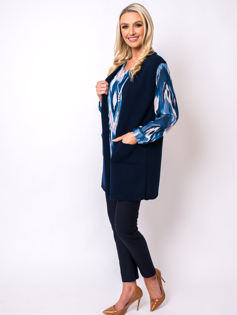 Sleeveless Cardigan - Navy