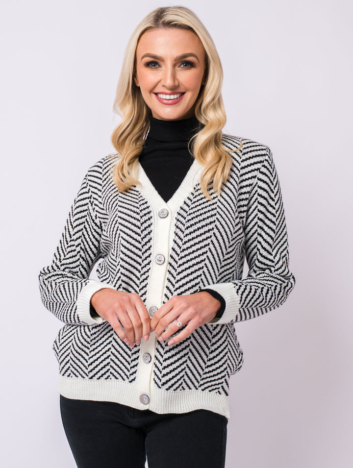 Cardigan - Black/Ivory