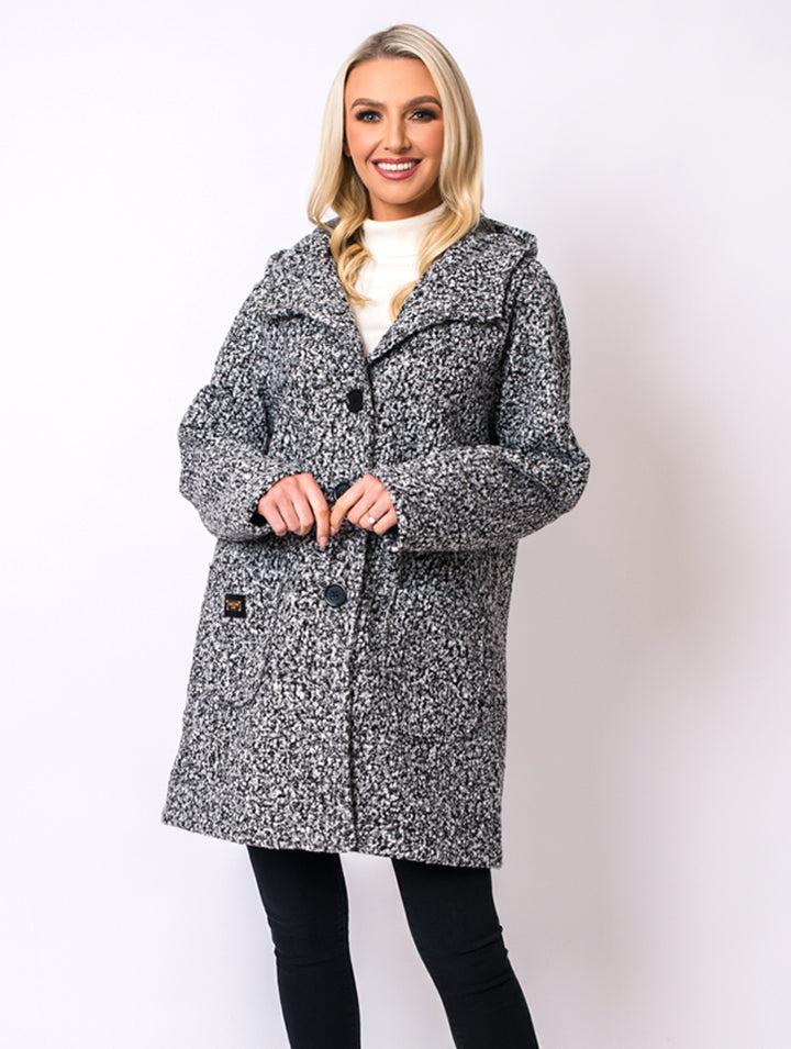 Boucle Coat - Black/Grey