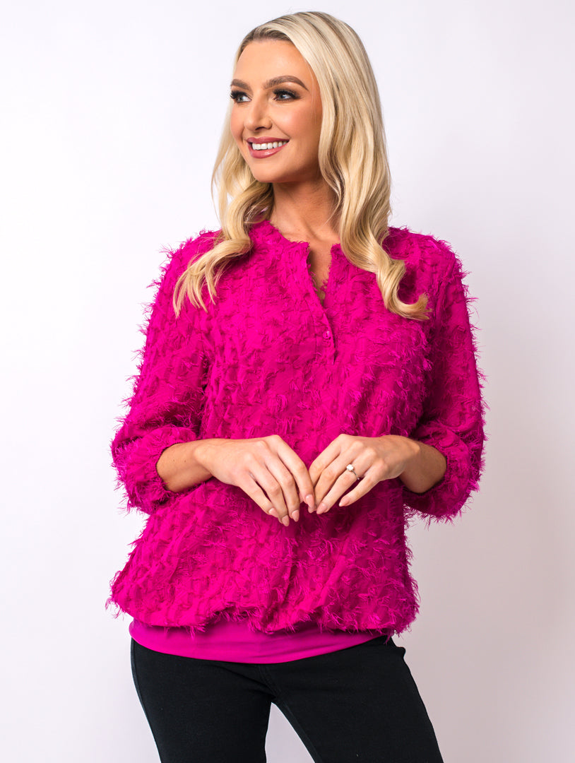 Textured 2 Piece Top - Fuschia