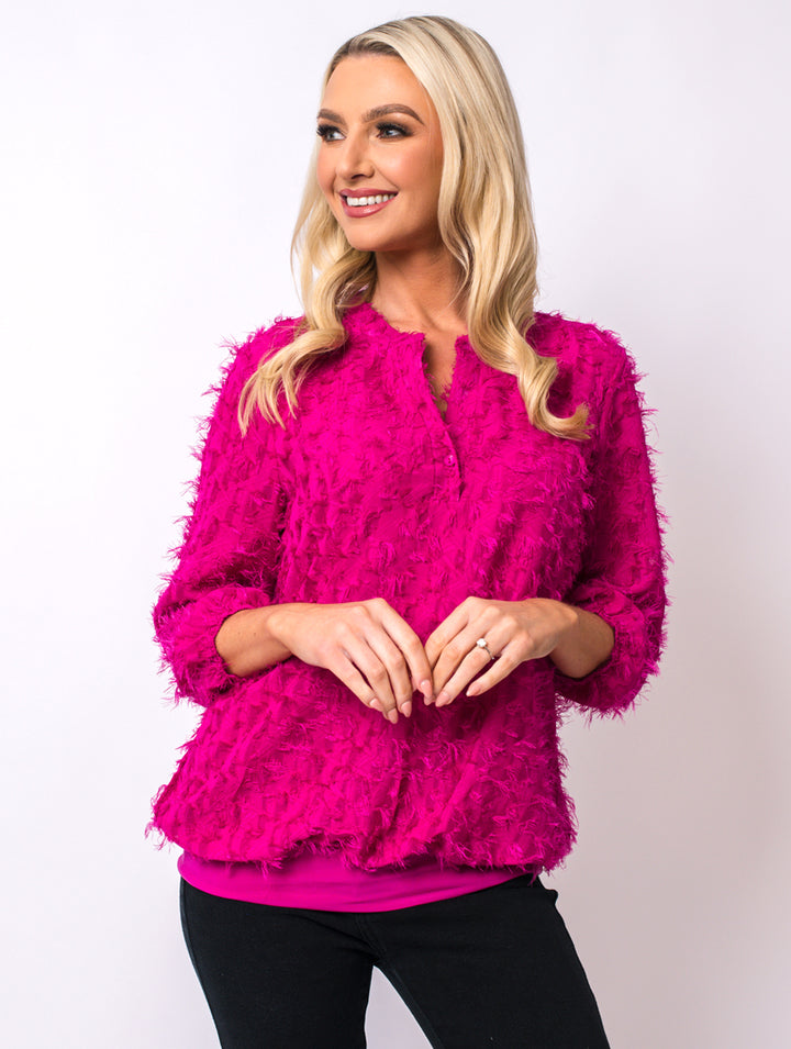 Textured 2 Piece Top - Fuschia