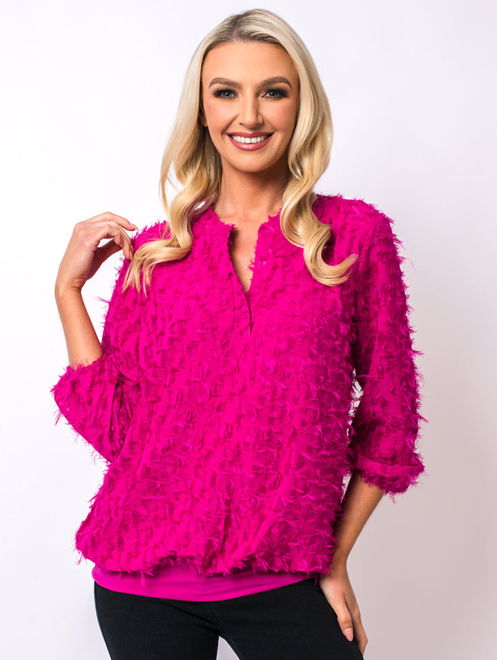 Textured 2 Piece Top - Fuschia