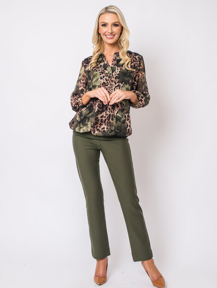 3/4 Sleeve Blouse - Khaki