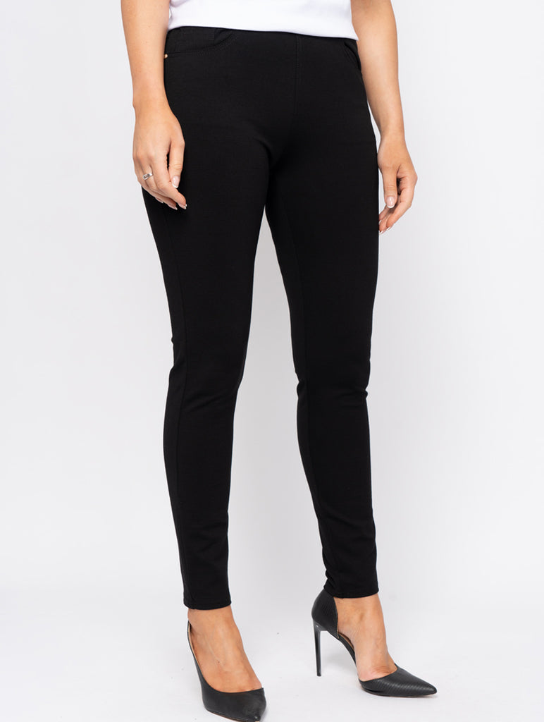 High Waisted Skinny Trousers in Black | SilkFred